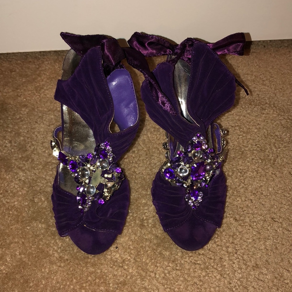 Purple Rhinestone Heels
